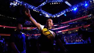 Glover Teixeira celebrates his knockout victory over Rashad Evans in their light heavyweight bout during the UFC Fight Night event at Amalie Arena on April 16, 2016 in Tampa, Florida. (Photo by Jeff Bottari/Zuffa LLC)