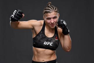 ABU DHABI, UNITED ARAB EMIRATES - OCTOBER 24: Miranda Maverick poses for a portrait backstage during the UFC 254