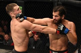 LONDON, ENGLAND - MARCH 16: (R-L) Jorge Masvidal punches Darren Till of England in their welterweight bout during the UFC Fight Night event at The O2 Arena on March 16, 2019