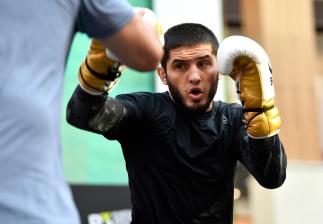 Islam Makhachev of Russia holds an open training session for fans and media at Yas Mall on September 4, 2019 in Abu Dhabi, United Arab Emirates. (Photo by Jeff Bottari/Zuffa LLC/Zuffa LLC via Getty Images)