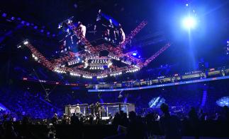 A general view of the Octagon during the UFC Fight Night event at Etihad Arena on UFC Fight Island on January 20, 2021 in Abu Dhabi, United Arab Emirates. (Photo by Jeff Bottari/Zuffa LLC)