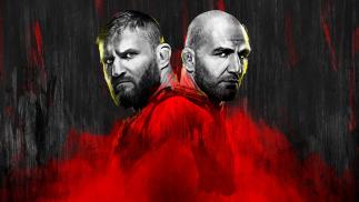UFC 267 Red and Black Poster with Jan Blachowicz and Glover Teixeira