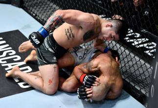 John Castaneda submits Miles Johns at UFC Fight Night: Hermansson vs Strickland (Photo by Chris Unger/Zuffa LLC)