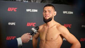 Khamzat Chimaev talks with UFC.COM backstage