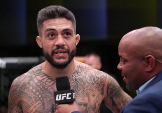Tyson Pedro of Australia reacts after his victory over Ike Villanueva in a light heavyweight fight during the UFC Fight Night event at UFC APEX on April 23, 2022 in Las Vegas, Nevada. (Photo by Jeff Bottari/Zuffa LLC)
