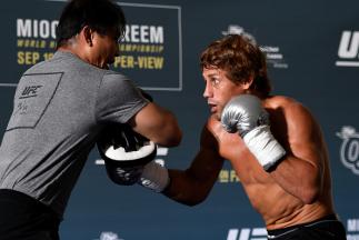 CLEVELAND, OH - SEPTEMBER 07: Urijah Faber holds an open workout session for fans and media at Gateway Plaza outside Quicken Loans Arena September 7, 2016 in Cleveland, Ohio. (Photo by Josh Hedges/Zuffa LLC/Zuffa LLC via Getty Images)