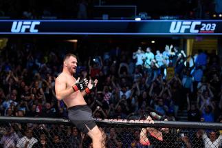 CLEVELAND, OH - SEPTEMBER 10:  Stipe Miocic celebrates after defeating Alistair Overeem of The Netherlands in their UFC heavyweight championship bout during the UFC 203 event at Quicken Loans Arena on September 10, 2016 in Cleveland, Ohio. (Photo by Josh 