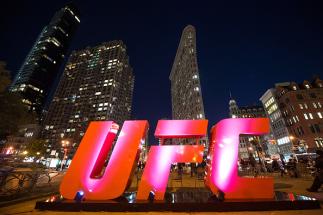 NEW YORK, NY - NOVEMBER 07: General view of the UFC letters at the Flatiron Plaza on November 7, 2016 in New York City. (Photo by Brandon Magnus/Zuffa LLC/Zuffa LLC via Getty Images)