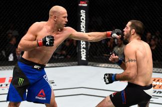 TORONTO, CANADA - DECEMBER 10: (L-R) Donald Cerrone punches Matt Brown in their welterweight bout during the UFC 206 event inside the Air Canada Centre on December 10, 2016 in Toronto, Ontario, Canada. (Photo by Jeff Bottari/Zuffa LLC/Zuffa LLC via Getty