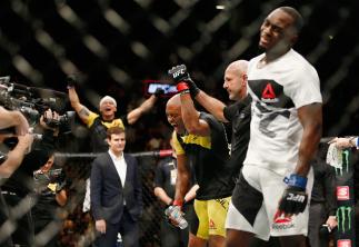 NEW YORK, NY - FEBRUARY 11: Anderson Silva of Brazil reacts after his win by unanimous decision against Derek Brunson of United States in their middleweight bout during UFC 208 at the Barclays Center on February 11, 2017 in the Brooklyn Borough of New Yo