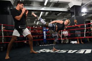BROOKLYN, NY - FEBRUARY 09: Holly Holm holds an open workout for fans and media at Gleason's Gym on February 9, 2017 in Brooklyn, New York. (Photo by Jeff Bottari/Zuffa LLC/Zuffa LLC via Getty Images)