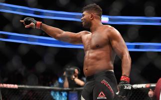 LAS VEGAS, NV - MARCH 04: Alistair Overeem of the Netherlands reacts to his victory over Mark Hunt of New Zealand in their heavyweight bout during the UFC 209 event at T-Mobile Arena on March 4, 2017 in Las Vegas, Nevada. (Photo by Jeff Bottari/Zuffa LL