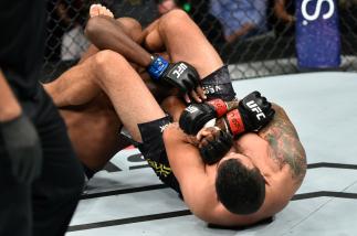 LAS VEGAS, NV - OCTOBER 07: (R-L) Fabricio Werdum of Brazil secures an arm bar submission against Walt Harris in their heavyweight bout during the UFC 216 event inside T-Mobile Arena on October 7, 2017 in Las Vegas, Nevada. (Photo by Jeff Bottari/Zuffa