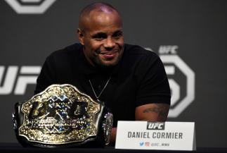 LAS VEGAS, NV - DECEMBER 29: UFC light heavyweight champion Daniel Cormier interacts with media during the UFC 220 press conference inside T-Mobile Arena on December 29, 2017 in Las Vegas, Nevada. (Photo by Jeff Bottari/Zuffa LLC/Zuffa LLC via Getty Imag