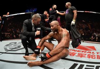 PERTH, AUSTRALIA - FEBRUARY 11: Yoel Romero of Cuba celebrates his knockout victory over Luke Rockhold in their interim middleweight title bout during the UFC 221 event at Perth Arena on February 11, 2018 in Perth, Australia. (Photo by Jeff Bottari/Zuffa