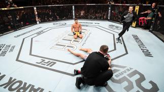 RIO DE JANEIRO, BRAZIL - MAY 12: Lyoto Machida of Brazil submit Vitor Belfort of Brazil in their middleweight bout during the UFC 224 event at Jeunesse Arena on May 12, 2018 in Rio de Janeiro, Brazil. (Photo by Buda Mendes/Zuffa LLC/Zuffa LLC)