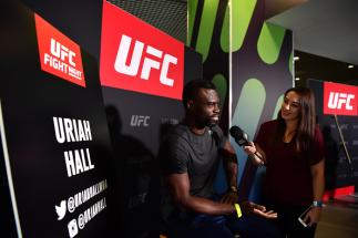 BELFAST, IRELAND - NOVEMBER 17: Uriah Hall of the United States speaks to the media during the UFC Fight Night Ultimate Media Day at the SSE Arena on November 17, 2016 in Belfast, Ireland. (Photo by Brandon Magnus/Zuffa LLC/Zuffa LLC via Getty Images)