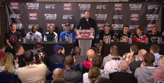 Dana White address the media after the Nottingham fight