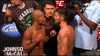 UFC on FX Demetrious Johnson vs Ian McCall face off at the weigh in