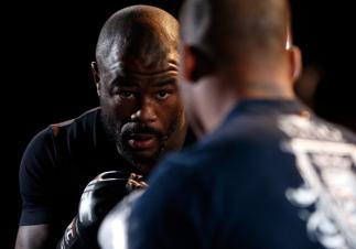 LAS VEGAS, NV - NOVEMBER 13: Rashad Evans holds an open workout session for media inside the Hollywood Theatre at the MGM Grand Hotel/Casino on November 13, 2013 in Las Vegas, Nevada. (Photo by Josh Hedges/Zuffa LLC/Zuffa LLC via Getty Images)