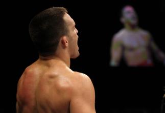 Jake Ellenberger celebrates his win.