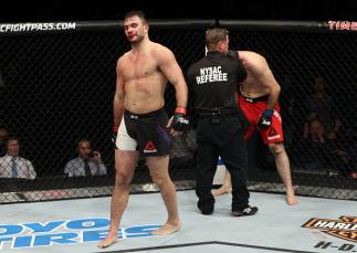 ALBANY, NY - DECEMBER 09: Gian Villante celebrates after his TKO victory over Saparbek Safarov of Russia in their light heavyweight bout during the UFC Fight Night event at the Times Union Center on December 9, 2016 in Albany, New York. (Photo by Patrick