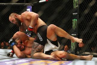 BOSTON, MA - JANUARY 17: Travis Browne (top) grapples with Matt Mitrione in their heavyweight bout during UFC Fight Night 81 at TD Banknorth Garden on January 17, 2016 in Boston, Massachusetts. (Photo by Maddie Meyer/Getty Images)