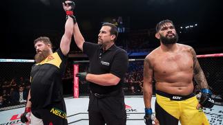 BRASILIA, BRAZIL - SEPTEMBER 24: Roy Nelson of the United States celebrates victory over Antonio Silva of Brazil in their heavyweight UFC bout during the UFC Fight Night event at Nilson Nelson gymnasium on September 24, 2016 in Brasilia, Brazil. (Photo by