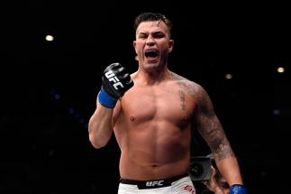 BRISBANE, AUSTRALIA - MARCH 20: Steve Bosse of Canada celebrates after defeating James Te Huna of New Zealand by KO in their light heavyweight bout during the UFC Fight Night event at the Brisbane Entertainment Centre on March 20, 2016 in Brisbane, Austr