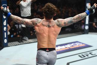 CHARLOTTE, NC - JANUARY 27: Gregor Gillespie celebrates his victory over Jordan Rinaldi in their lightweight bout during a UFC Fight Night event at Spectrum Center on January 27, 2018 in Charlotte, North Carolina. (Photo by Josh Hedges/Zuffa LLC/Zuffa L