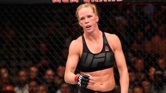 LAS VEGAS, NV - MARCH 05: Holly Holm prepares for round two of her UFC women's bantamweight championship bout during the UFC 196 event inside MGM Grand Garden Arena on March 5, 2016 in Las Vegas, Nevada. (Photo by Josh Hedges/Zuffa LLC/Zuffa LLC via Get