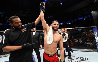 DENVER, CO - JANUARY 28: Jorge Masvidal celebrates his victory over Donald Cerronein their welterweight bout during the UFC Fight Night event at the Pepsi Center on January 28, 2017 in Denver, Colorado. (Photo by Josh Hedges/Zuffa LLC/Zuffa LLC via Getty