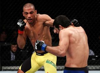 FORTALEZA, BRAZIL - MARCH 11: (L-R) Edson Barboza of Brazil punches Beneil Dariush of Iran in their lightweight bout during the UFC Fight Night event at CFO - Centro de Forma�co Olimpica on March 11, 2017 in Fortaleza, Brazil. (Photo by Buda Mendes/Zuffa