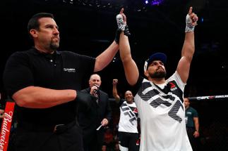 FORTALEZA, BRAZIL - MARCH 11:   Kelvin Gastelum celebrates his knockout victory over Vitor Belfort of Brazil in their middleweight bout during the UFC Fight Night event at CFO - Centro de Forma�co Olimpica on March 11, 2017 in Fortaleza, Brazil. (Photo by