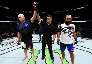 OKLAHOMA CITY, OK - JUNE 25: Tim Boetsch reacts after his TKO victory over Johny Hendricks in their middleweight bout during the UFC Fight Night event at the Chesapeake Energy Arena on June 25, 2017 in Oklahoma City, Oklahoma. (Photo by Brandon Magnus/Z