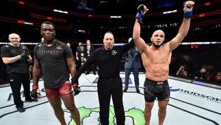 ORLANDO, FL - FEBRUARY 24:  Ilir Latifi of Sweden celebrates after his submission victory over Ovince Saint Preux in their light heavyweight bout during the UFC Fight Night event at Amway Center on February 24, 2018 in Orlando, Florida.  (Photo by Jeff Bo