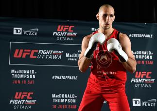 OTTAWA, ON - JUNE 16: Rory 'Red King' MacDonald works out for fans and media during the UFC Fight Night Open Workouts at the Aberdeen Pavilion on June 16, 2016 in Ottawa, Ontario, Canada. (Photo by Jeff Bottari/Zuffa LLC/Zuffa LLC via Getty Images)