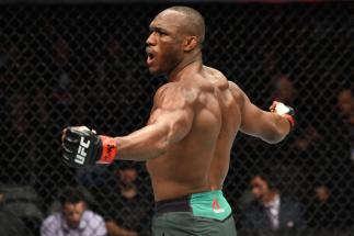 PITTSBURGH, PA - SEPTEMBER 16: Kamaru Usman of Nigeria celebrates after knocking out Sergio Moraes of Brasil in their welterweight bout during the UFC Fight Night event inside the PPG Paints Arena on September 16, 2017 in Pittsburgh, Pennsylvania. (Photo