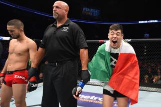 PORTLAND, OR - OCTOBER 01: Brandon Moreno of Mexico celebrates after submitting Louis Smolka in their flyweight bout during the UFC Fight Night event at the Moda Center on October 1, 2016 in Portland, Oregon. (Photo by Josh Hedges/Zuffa LLC/Zuffa LLC via