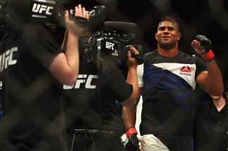 ROTTERDAM, NETHERLANDS - MAY 08: Alistair Overeem of the Netherlands celebrates victory over Andrei Arlovski of Belarus after their Heavyweight bout during the UFC Fight Night 87 at Ahoy on May 8, 2016 in Rotterdam, Netherlands. (Photo by Dean Mouhtarop