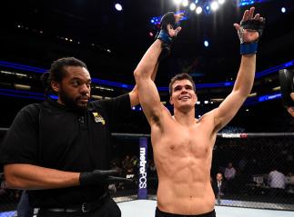 SACRAMENTO, CA - DECEMBER 17: Mickey Gall celebrates after his submission victory over Sage Northcutt in their welterweight bout during the UFC Fight Night event inside the Golden 1 Center Arena on December 17, 2016 in Sacramento, California. (Photo by J