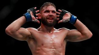 NEW YORK, NY - NOVEMBER 12: Jeremy Stephens of the United States reacts against Frankie Edgar of the United States in their featherweight bout during the UFC 205 event at Madison Square Garden on November 12, 2016 in New York City. (Photo by Michael Reav