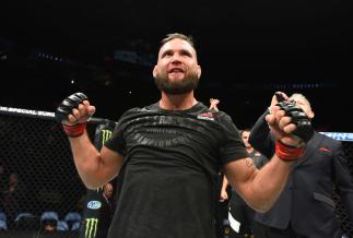 ST. LOUIS, MO - JANUARY 14: Jeremy Stephens celebrates his TKO victory over Dooho Choi of South Korea in their featherweight bout during the UFC Fight Night event inside the Scottrade Center on January 14, 2018 in St. Louis, Missouri. (Photo by Josh Hedg