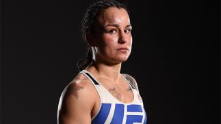 TAMPA, FL - APRIL 16: Raquel Pennington poses for a portrait backstage during the UFC Fight Night event at Amalie Arena on April 16, 2016 in Tampa, Florida. (Photo by Mike Roach/Zuffa LLC/Zuffa LLC via Getty Images)