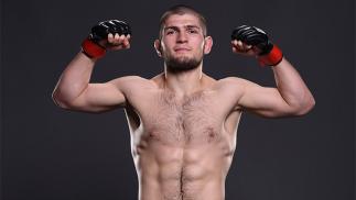 TAMPA, FL - APRIL 16: Khabib Nurmagomedov poses for a portrait backstage during the UFC Fight Night event at Amalie Arena on April 16, 2016 in Tampa, Florida. (Photo by Mike Roach/Zuffa LLC/Zuffa LLC via Getty Images)