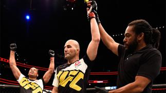 TAMPA, FL - APRIL 16: Glover Teixeira celebrates his knockout victory over Rashad Evans in their light heavyweight bout during the UFC Fight Night event at Amalie Arena on April 16, 2016 in Tampa, Florida. (Photo by Jeff Bottari/Zuffa LLC/Zuffa LLC via