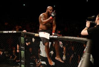 ZAGREB, CROATIA - APRIL 10:   Derrick Lewis celebrates his knock out victory over Gabriel Gonzaga in their heavyweight bout during the UFC Fight Night event at the Arena Zagreb on April 10, 2016 in Zagreb, Croatia. (Photo by Srdjan Stevanovic/Zuffa LLC/Zu