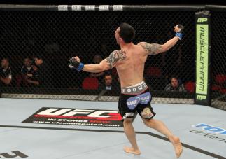 SYDNEY, AUSTRALIA - MARCH 03: Daniel Pineda reacts after defeating Mackens Semerzier by submission during the UFC on FX event at Allphones Arena on March 3, 2012 in Sydney, Australia. (Photo by Josh Hedges/Zuffa LLC/Zuffa LLC via Getty Images) *** Local