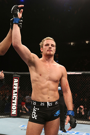 NOTTINGHAM, ENGLAND - SEPTEMBER 29: Gunnar Nelson reacts after defeating DaMarques Johnson during their catchweight fight at the UFC on Fuel TV event at Capital FM Arena on September 29, 2012 in Nottingham, England. (Photo by Josh Hedges/Zuffa LLC/Zuffa