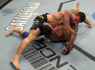 TORONTO, ON - DECEMBER 10: Frank Mir (top) secures an arm lock against Antonio Rodrigo Nogueira during the UFC 140 event at Air Canada Centre on December 10, 2011 in Toronto, Ontario, Canada. (Photo by Nick Laham/Zuffa LLC/Zuffa LLC via Getty Images)